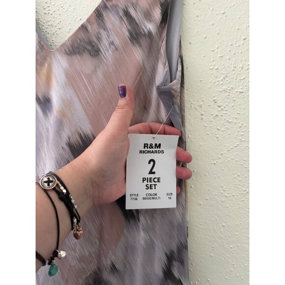 R&M Richards Sleeveless Floral Print Maxi Dress With Asymmetrical Ruffle Hem - Picture 12 of 15